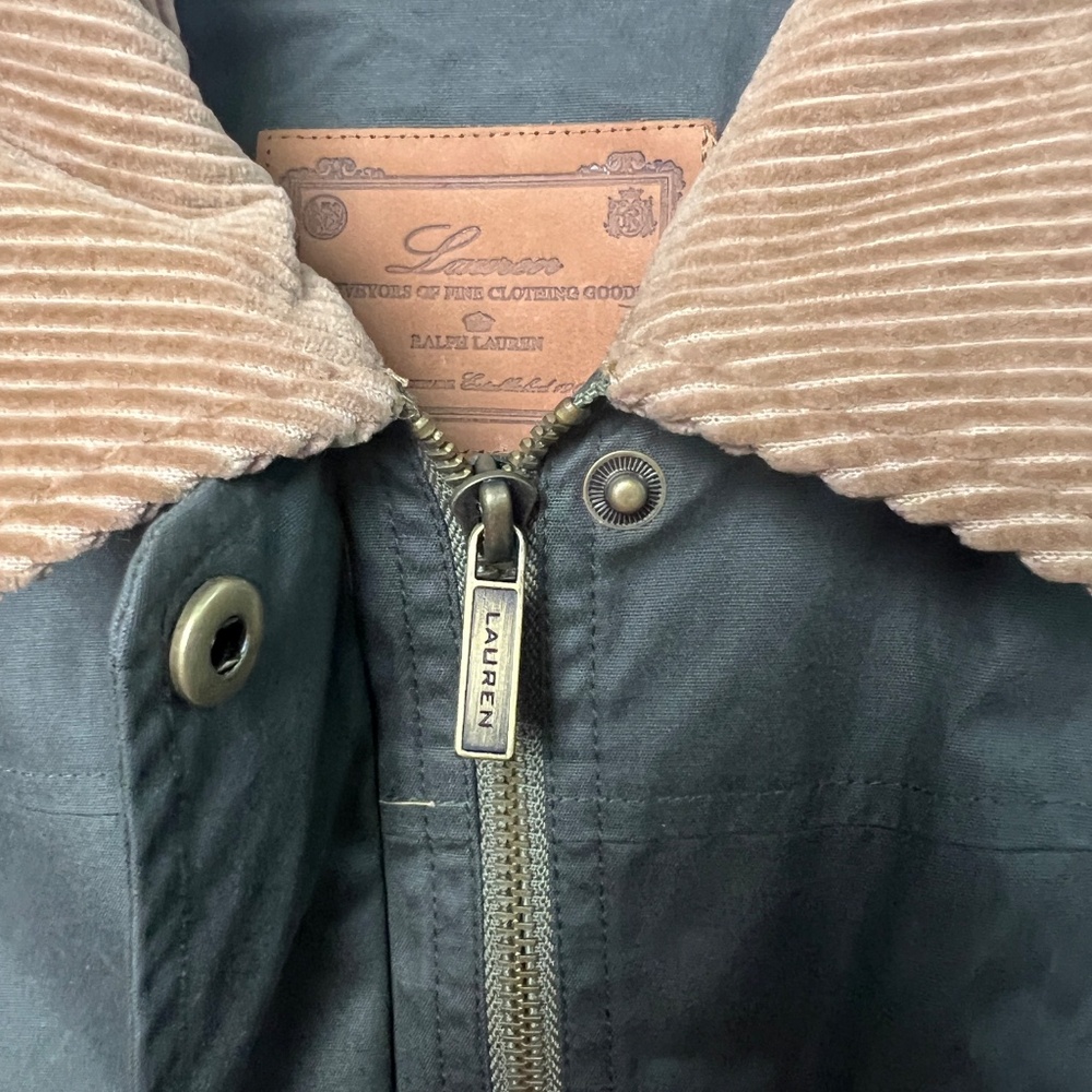 Lauren Ralph Lauren Women’s Olive Green Field Jacket Petite Sml Corduroy Collar - Picture 4 of 11
